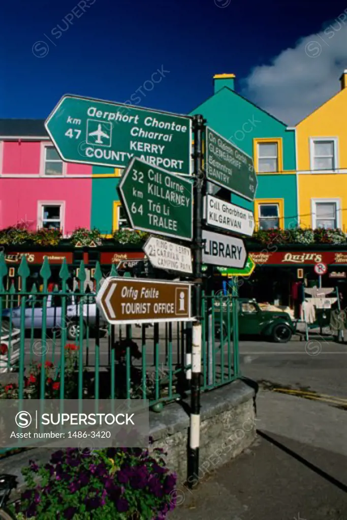 Close-up of a direction signpost, Kenmare, Ireland