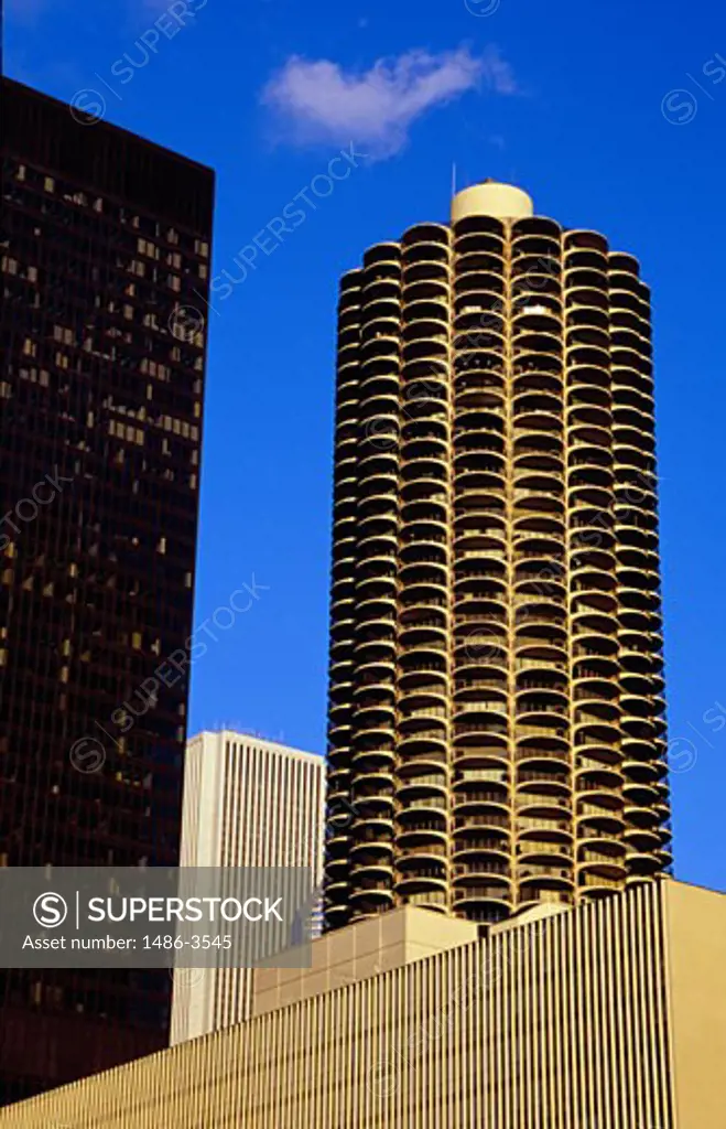 Skyscrapers in a city, Marina City, Chicago, Illinois, USA