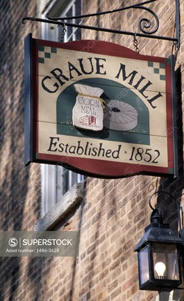 USA, Illinois, Oak Brook, advertisment on Graue Mill