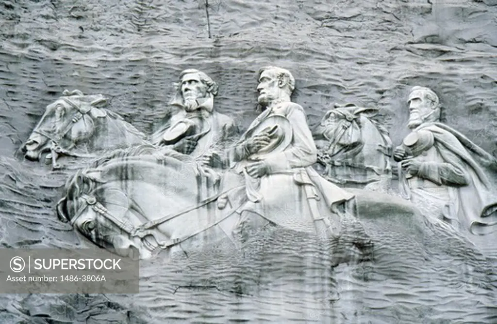 USA, Georgia, Stone Mountain Park, bas relief of Confederacy