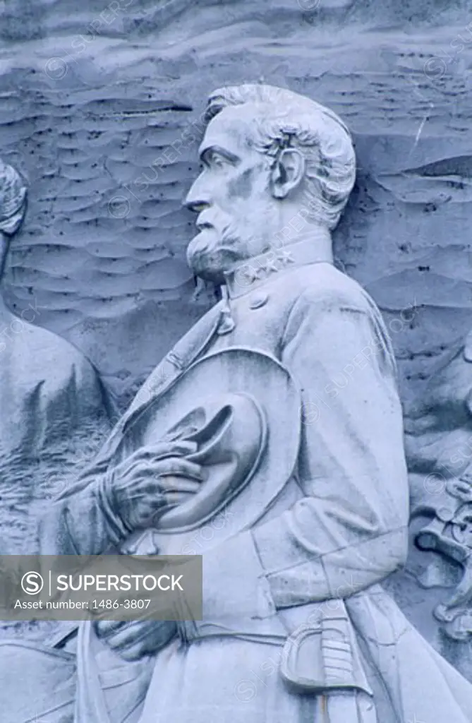 USA, Georgia, Stone Mountain Park, bas relief of Robert E. Lee