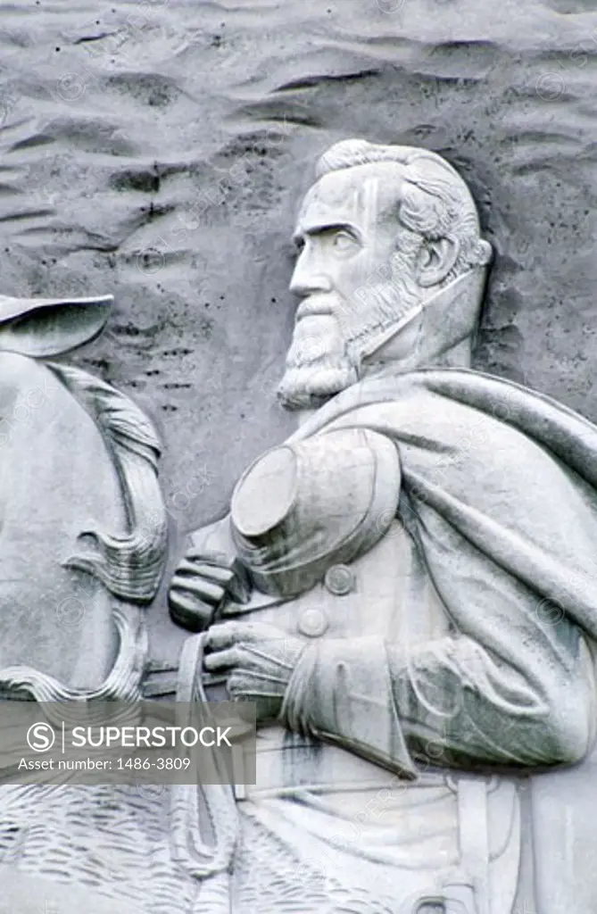 USA, Georgia, Stone Mountain Park, bas relief of Jefferson Davis