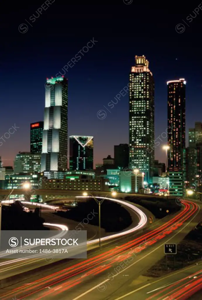 Buildings lit up at night, Atlanta, Georgia, USA