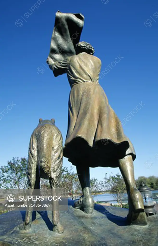 USA, Georgia, Savannah, Waving Girl Statue, Florence Martus Statue, rear view