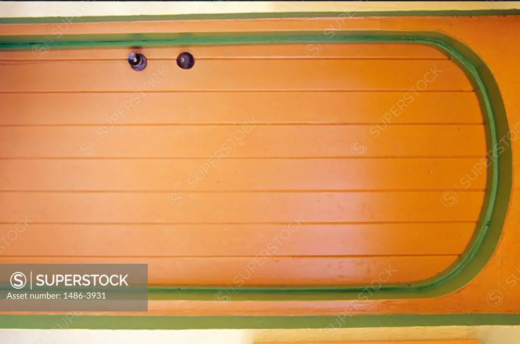 Saint Kitts and Nevis, Saint Kitts Island, Basseterre, orange wooden door
