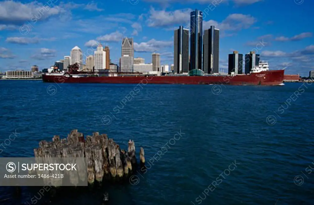 Buildings at the waterfront, Detroit River, Detroit, Michigan, USA