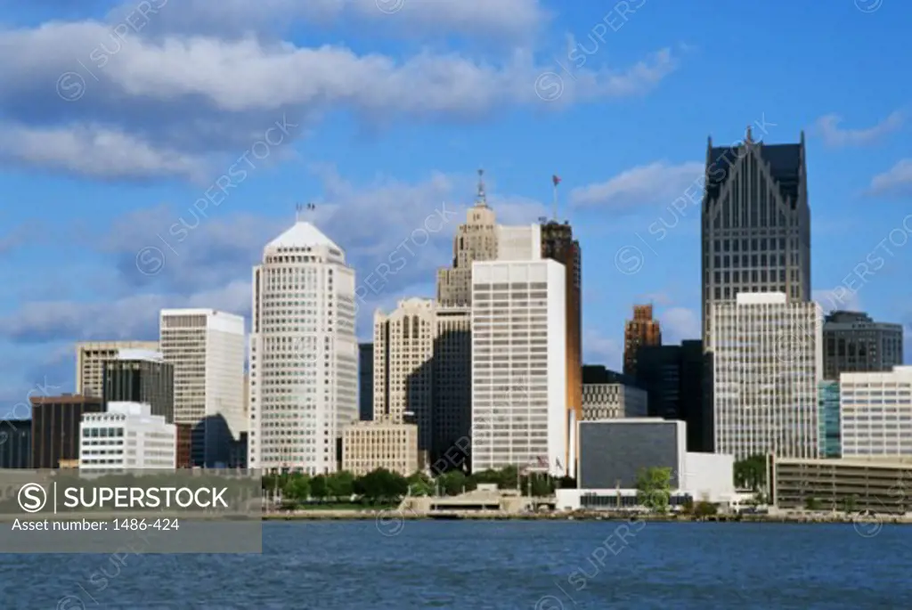 Skyscrapers on the waterfront, Detroit, Michigan, USA