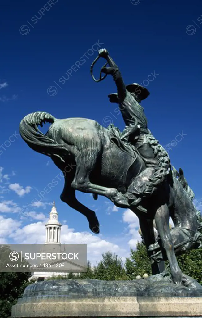 USA, Colorado, Denver, Bronco Buster Statue, side view