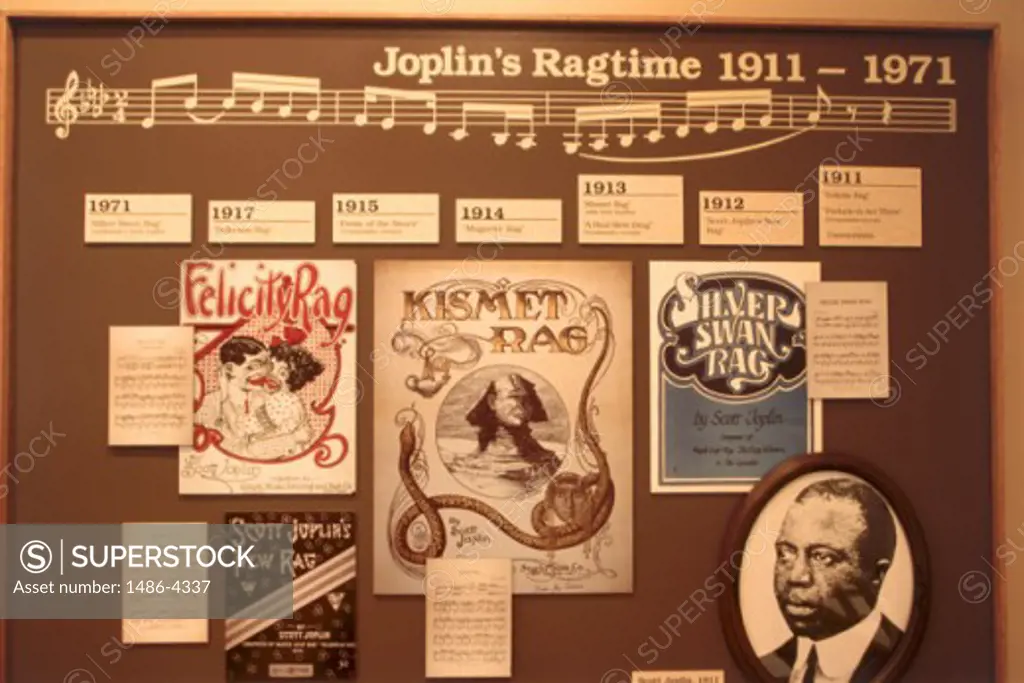 Close-up of a bulletin board in a museum, Home of Scott Joplin, St. Louis, Missouri, USA