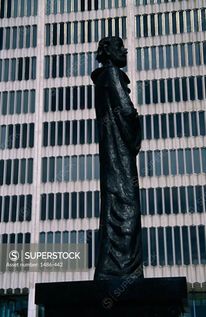 Low angle view of statue of Gomidas Vartabed, Detroit, Michigan, USA