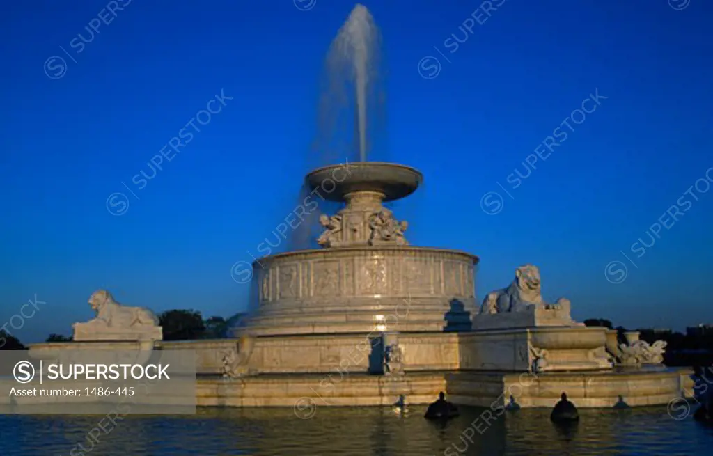Fountain in a park, Scott Memorial Fountain, Belle Isle Park, Detroit, Michigan, USA