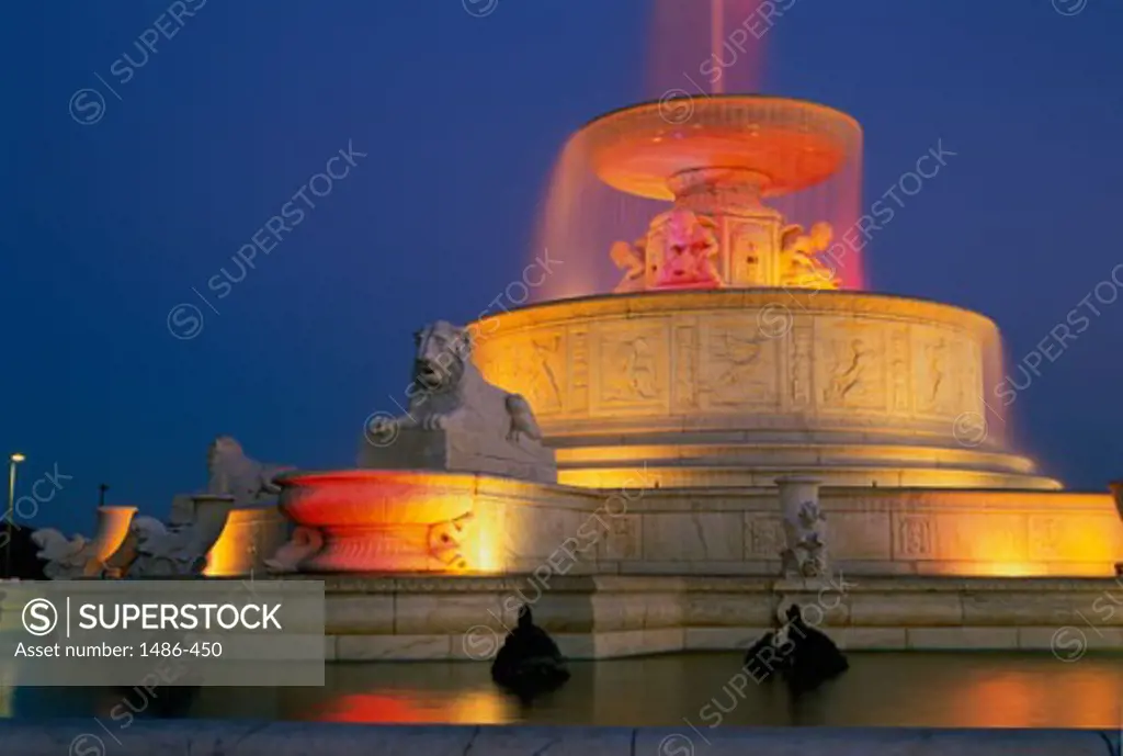 Lights at the Scott Memorial Fountain, Belle Isle Park, Detroit, Michigan, USA