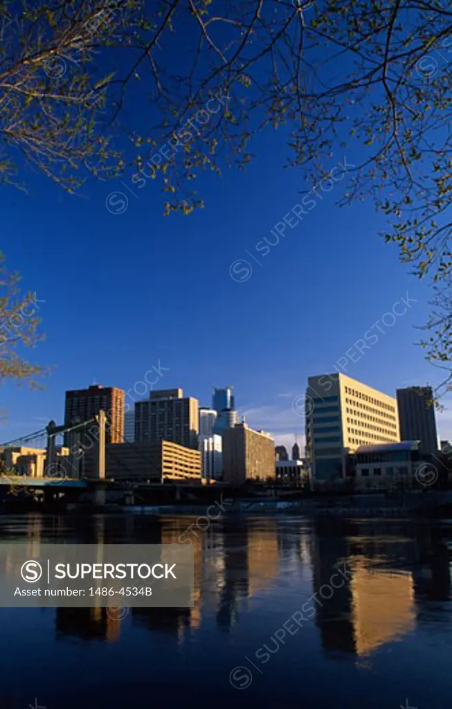 Buildings at the waterfront, Mississippi River, Minneapolis, Minnesota, USA