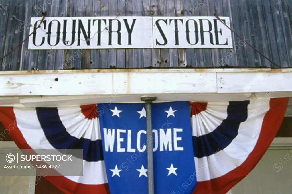 Close-up of a welcome sign at a store, Texas, USA