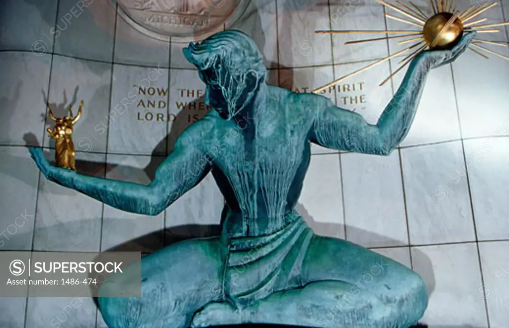 Close-up of a statue, Spirit Of Detroit, Coleman A. Young Municipal Center, Detroit, Michigan, USA