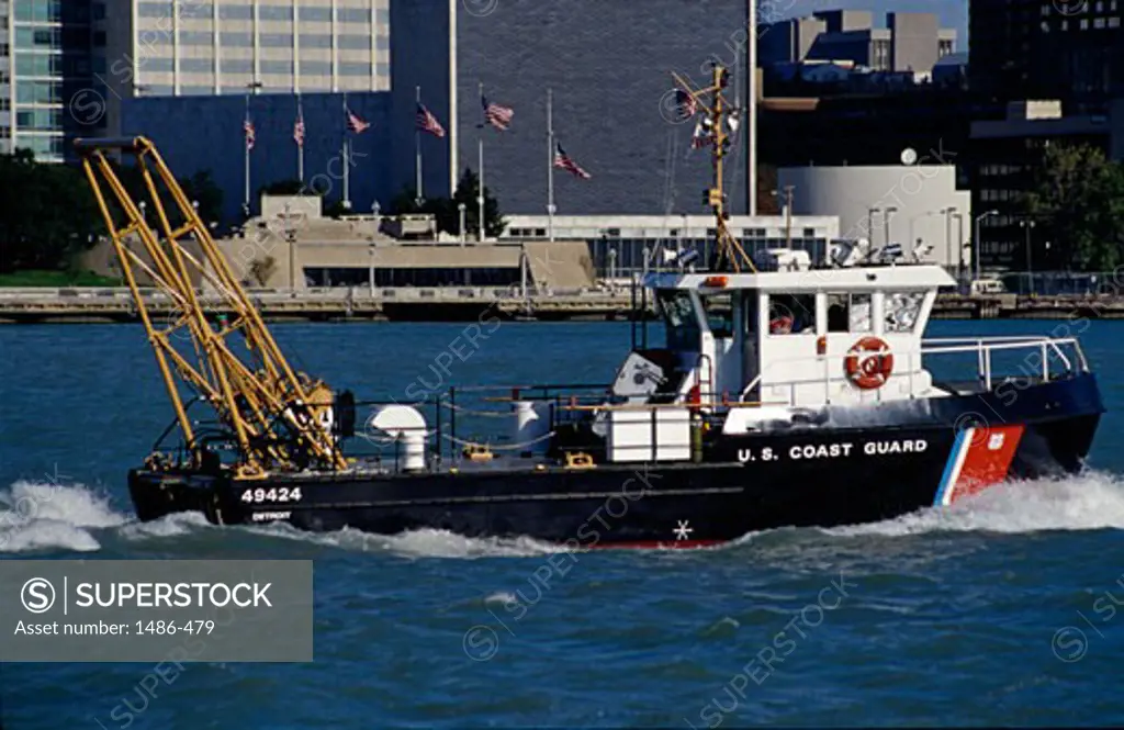 US coast guard boat in the sea, Detroit, Michigan, USA