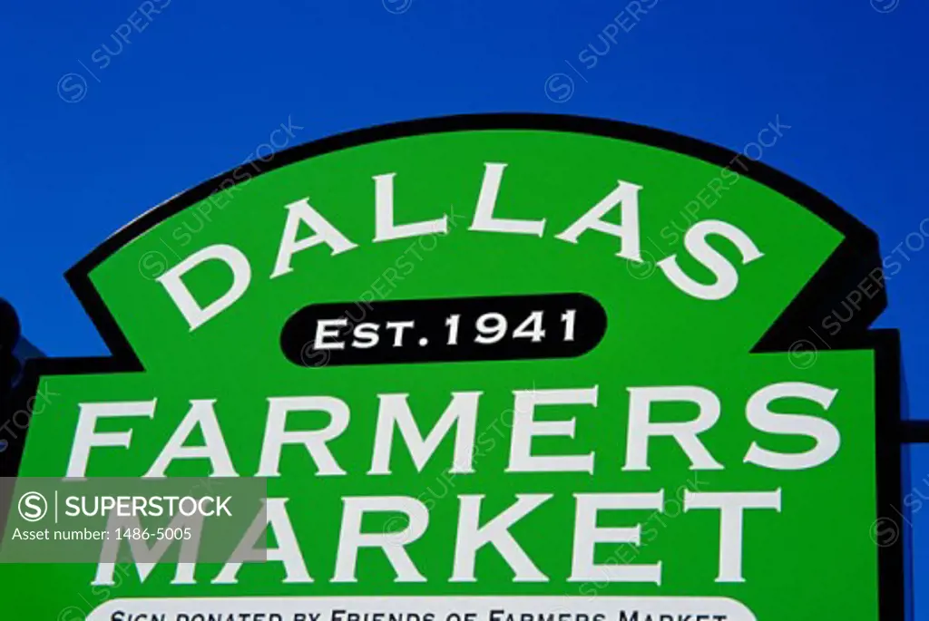 Signboard for the Dallas Farmers Market, Texas, USA