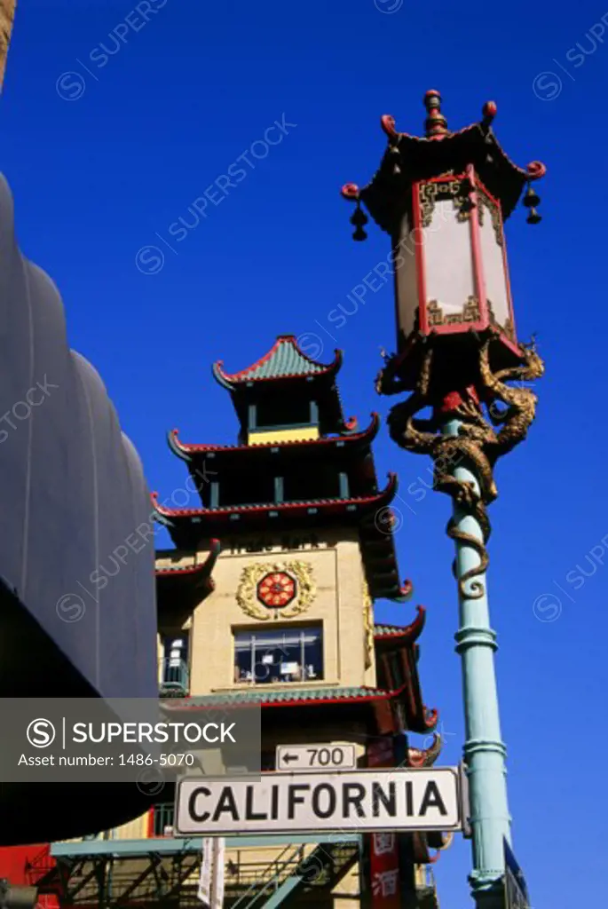 Street lamp, Chinatown, San Francisco, California, USA