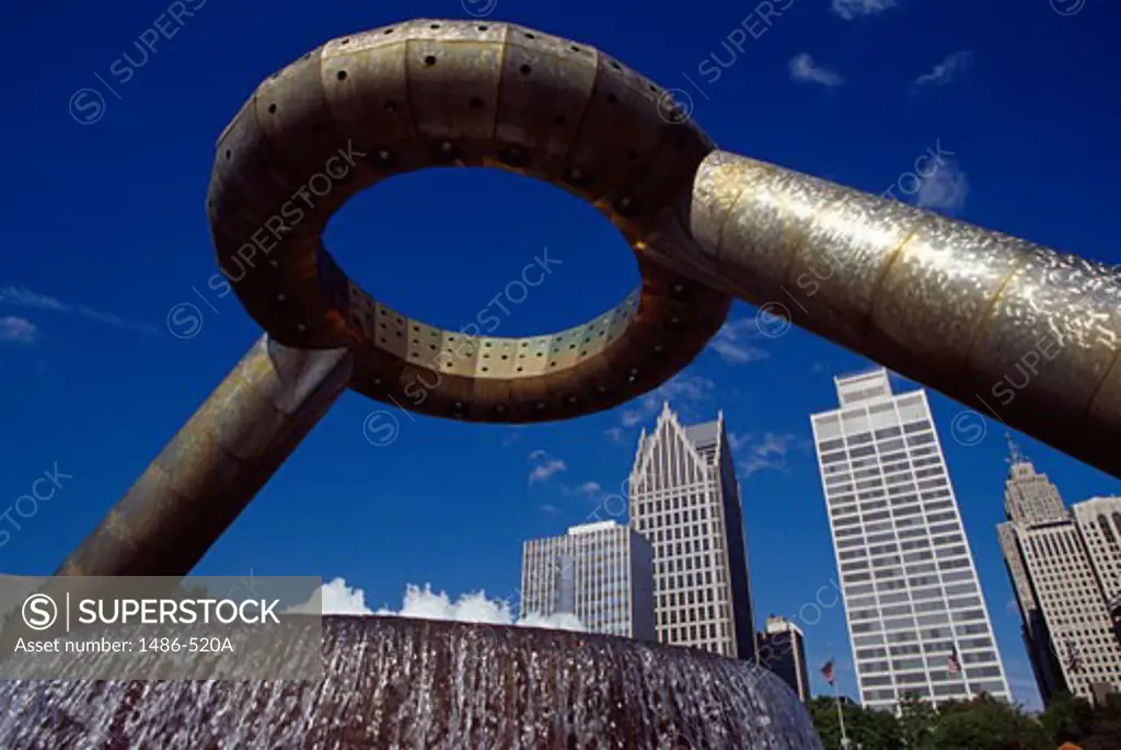 Low angle view of a fountain, Dodge Fountain, Detroit International Riverfront, Detroit, Michigan, USA