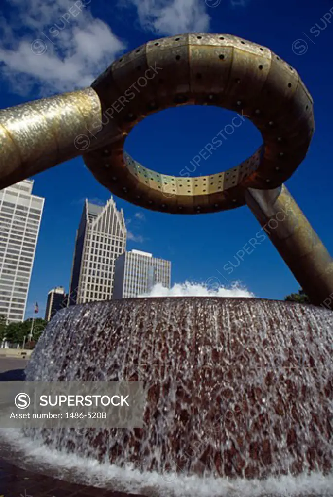 Low angle view of a fountain, Dodge Fountain, Detroit International Riverfront, Michigan, USA