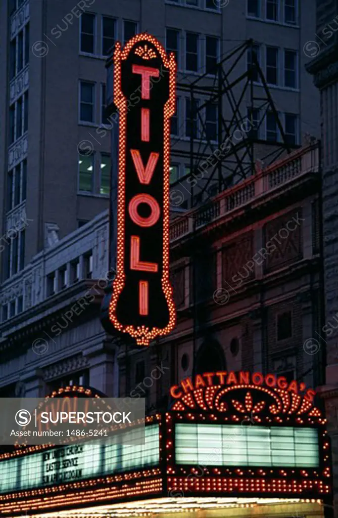 Neon sign at a theater, Tivoli Theater, Chattanooga, Tennessee, USA