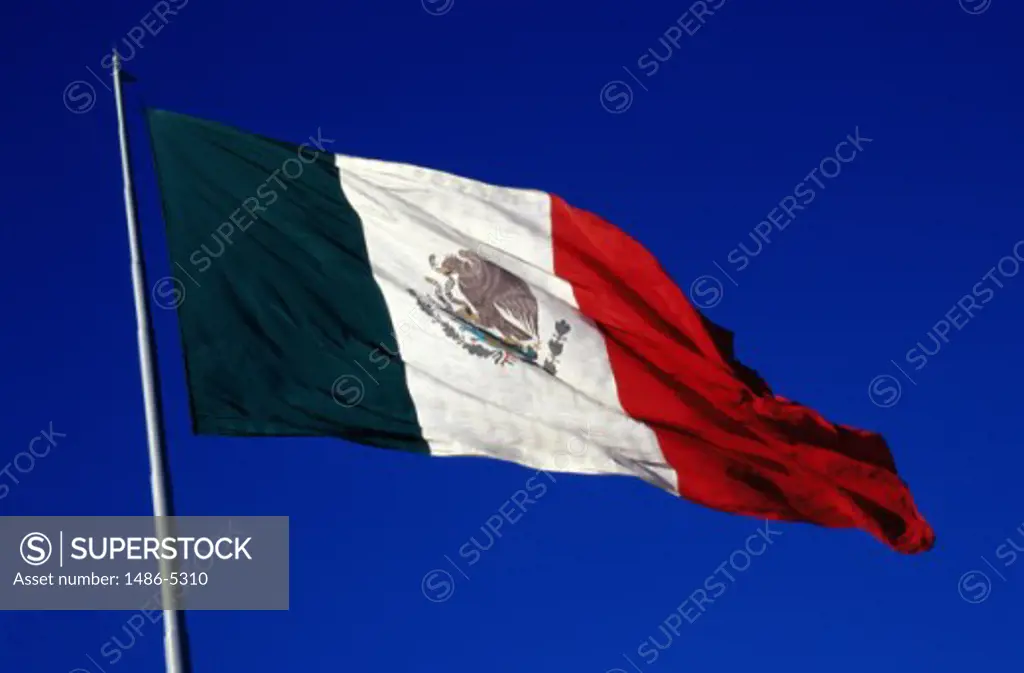 Close-up of a Mexican flag fluttering