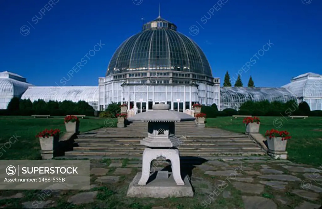 Facade of a greenhouse building, Whitcomb Conservatory, Belle Isle Park, Detroit, Michigan, USA