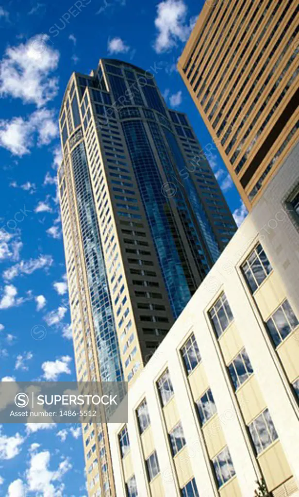Low angle view of towers, 1201 Third Avenue Tower, Seattle, Washington State, USA