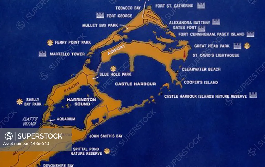 Close-up of map of Bermuda