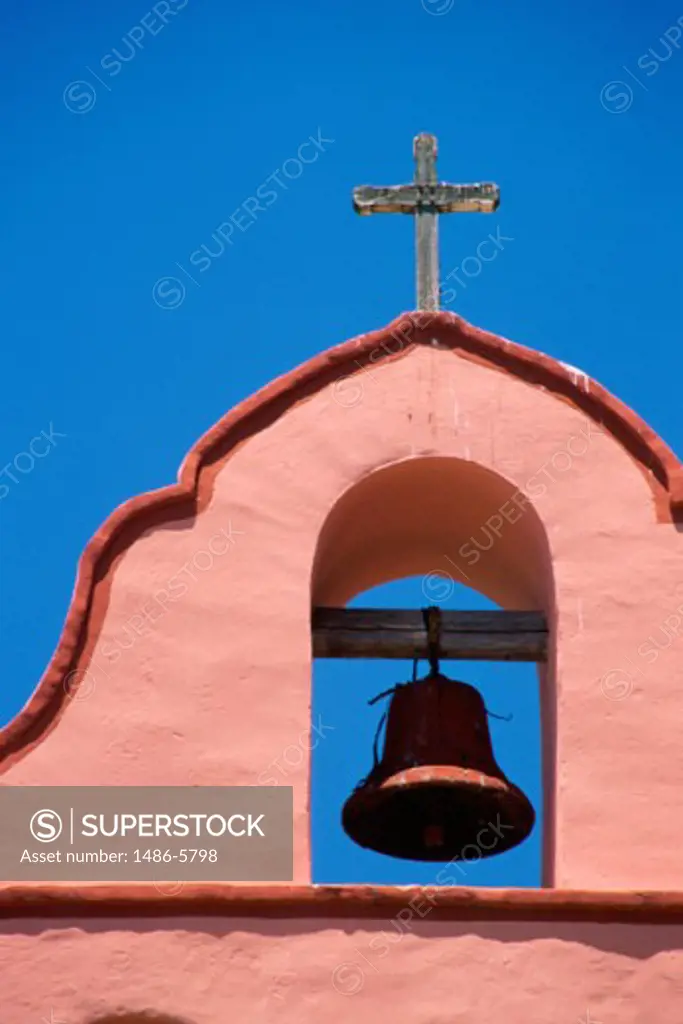 Bell on a church building, La Purisima Mission State Historic Park, Lompoc, California, USA