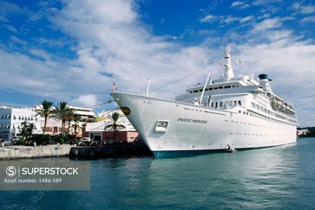 Cruise ship docked in a harbor, Hamilton, Bermuda