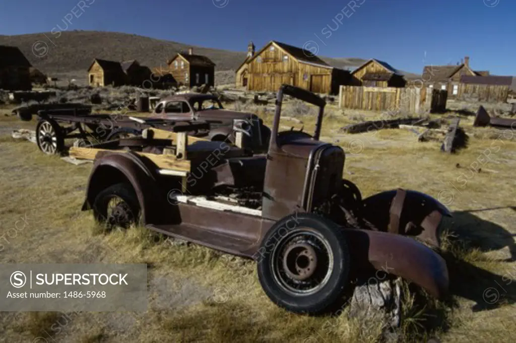 Old abandoned vehicles at Bodie State Historic Park, California, USA