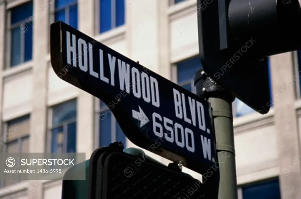 Sign board showing Hollywood, Los Angeles, California, USA
