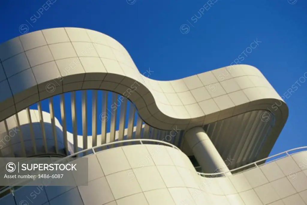 Low angle view of a modern building, Getty Center, Los Angeles, California, USA