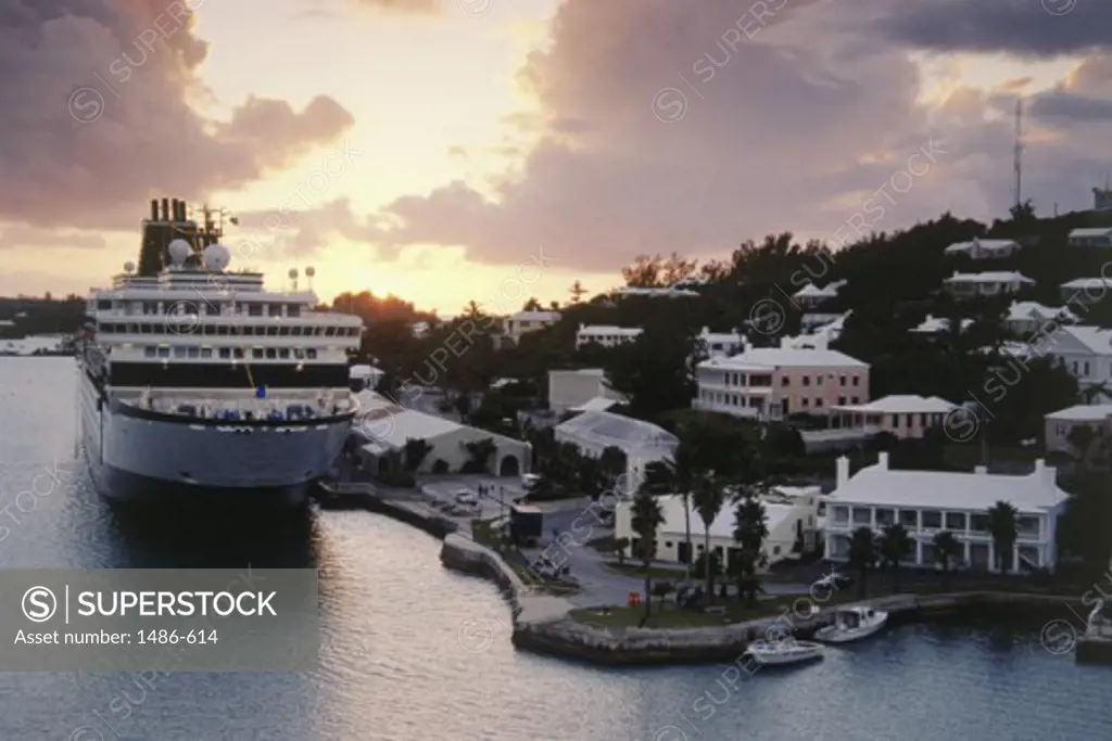 Cruise ship docked in a harbor, St. George, Bermuda