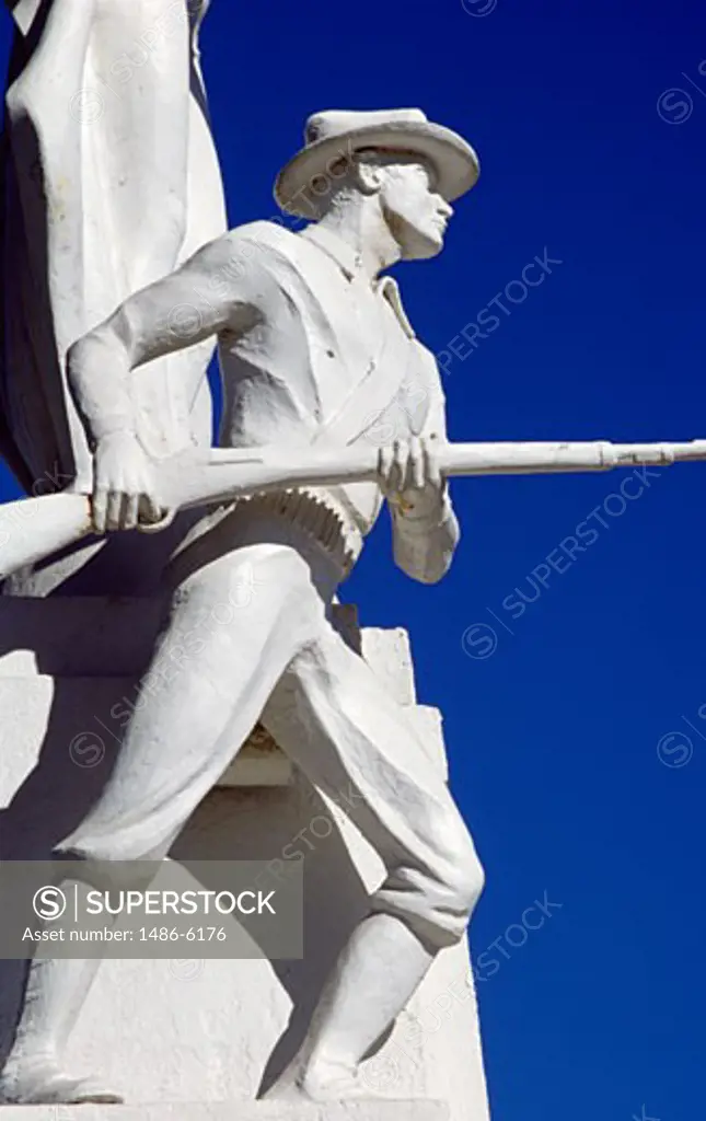 Low angle view of a statue at a war memorial, Los Angeles National Cemetery, Los Angeles, California, USA