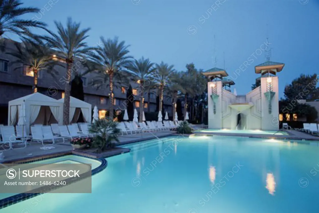 Swimming pool at a tourist resort, Biltmore Resort and Spa, Phoenix, Arizona, USA