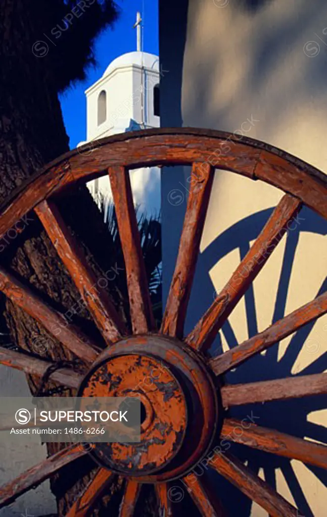 Close-up of an old wagon wheel, Scottsdale, Arizona, USA