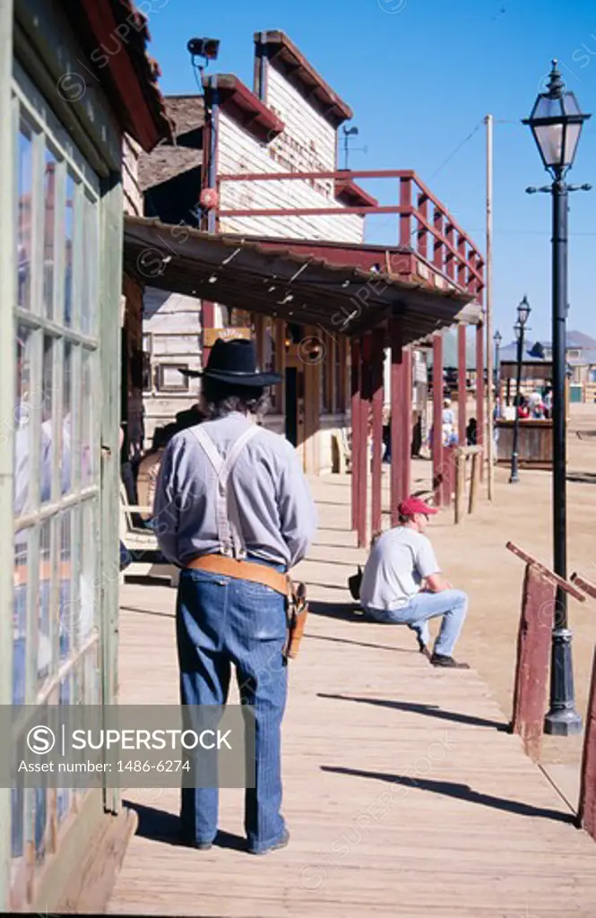 USA, Arizona, Scottsdale, cowboy at Rawhide Western Town