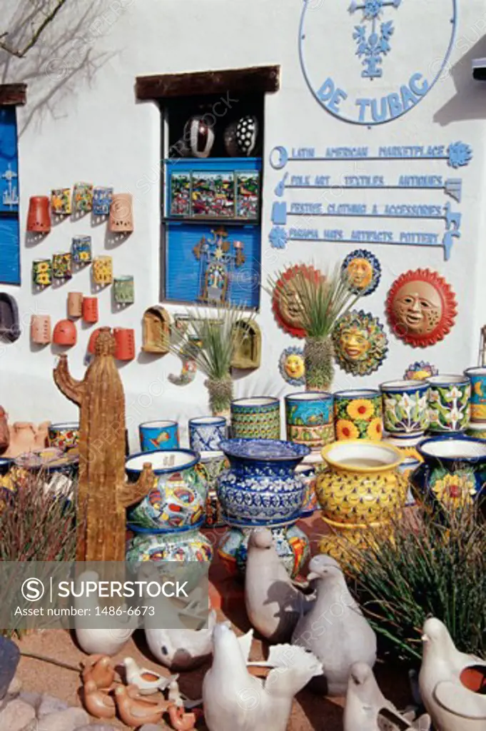 Craft products for sale outside of a store, Tubac, Arizona, USA