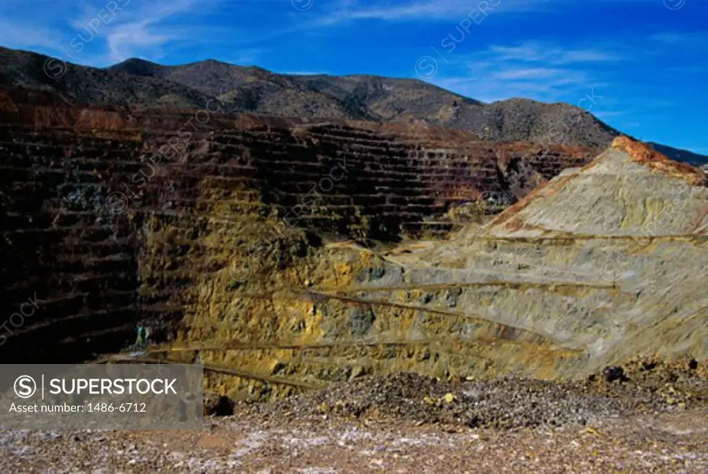 Panoramic view of an Open Pit Copper Mine, Bisbee, Arizona, USA