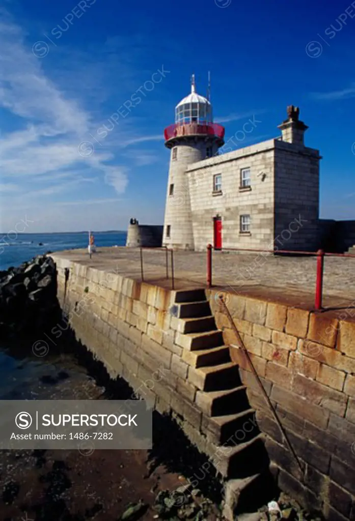 Low angle view of a lighthouse on the coast, Howth Lighthouse, Dublin, Ireland