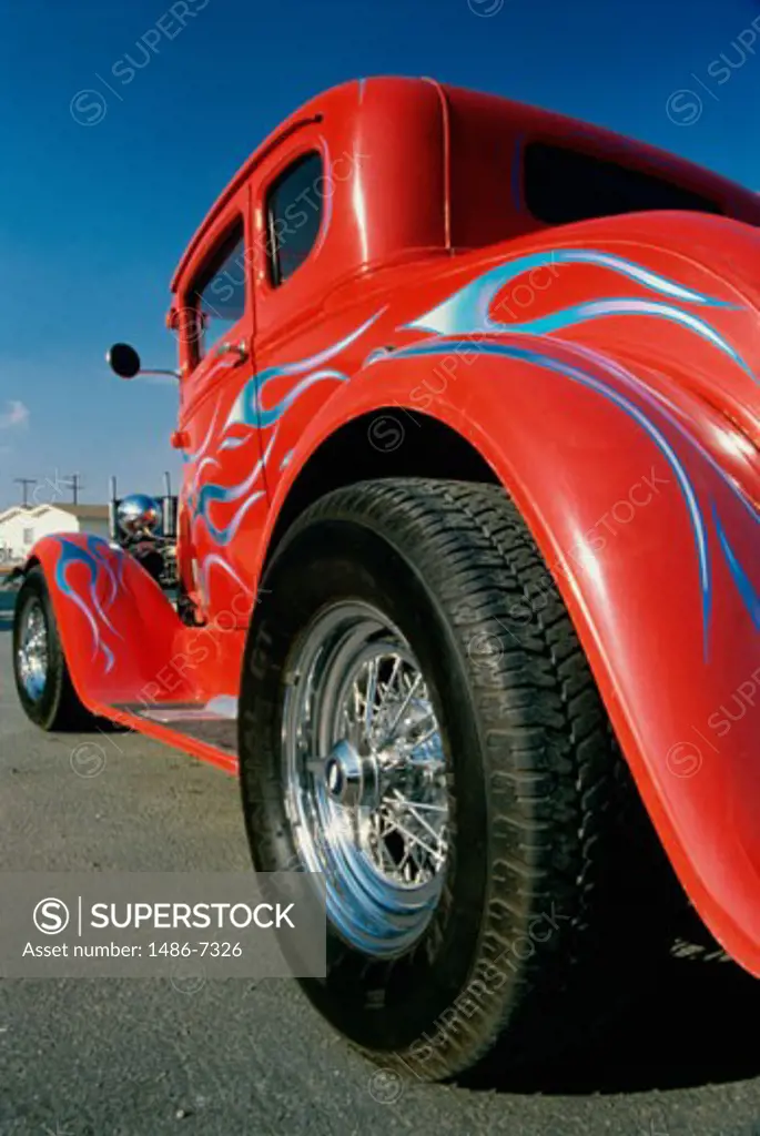 Low angle view of an antique car