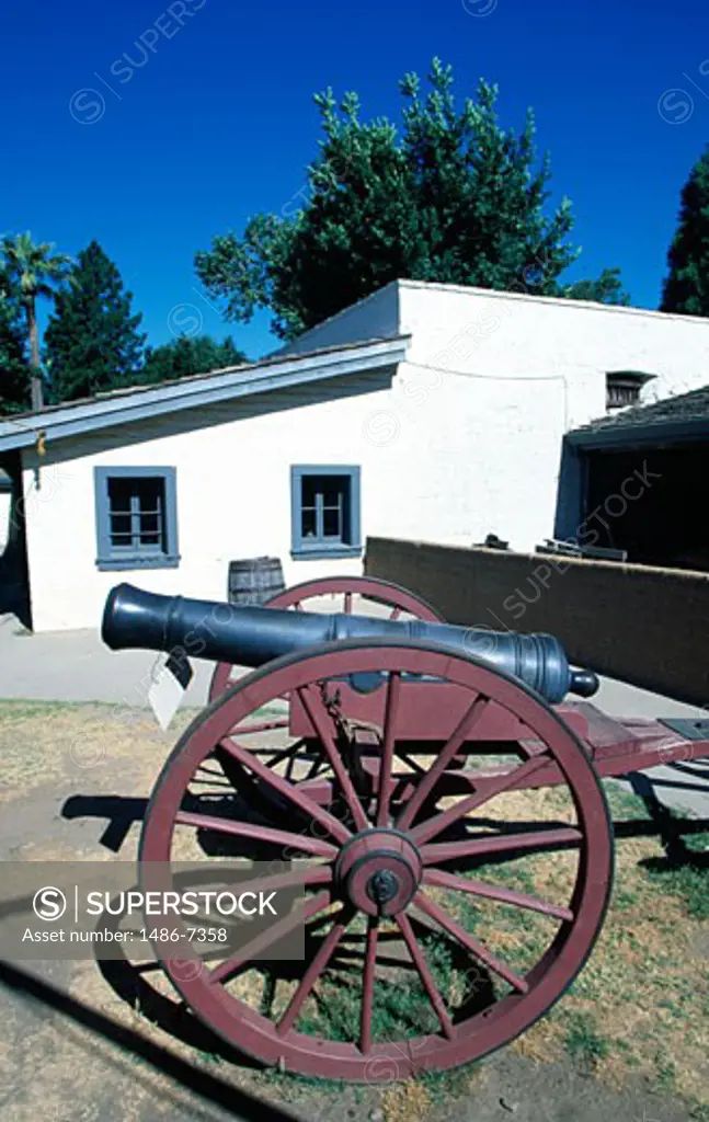 Cannon at a fort, Sutter's Fort, Sutter's Fort State Historic Park, Sacramento, California, USA