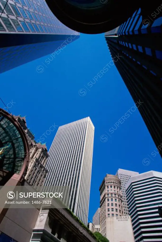 Low angle view of high rise buildings at San Francisco, California, USA