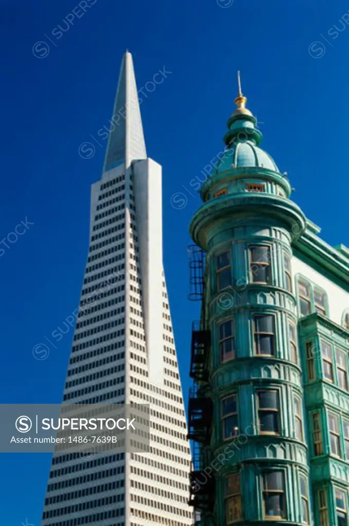 Transamerica Pyramid and Columbus Tower San Francisco California USA