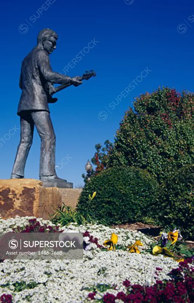 Low angle view of a statue, Buddy Holly Statue, Lubbock, Texas, USA