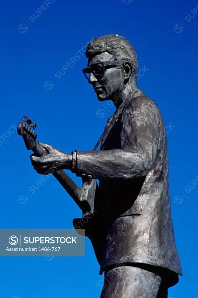 Low angle view of a statue, Buddy Holly Statue, Lubbock, Texas, USA