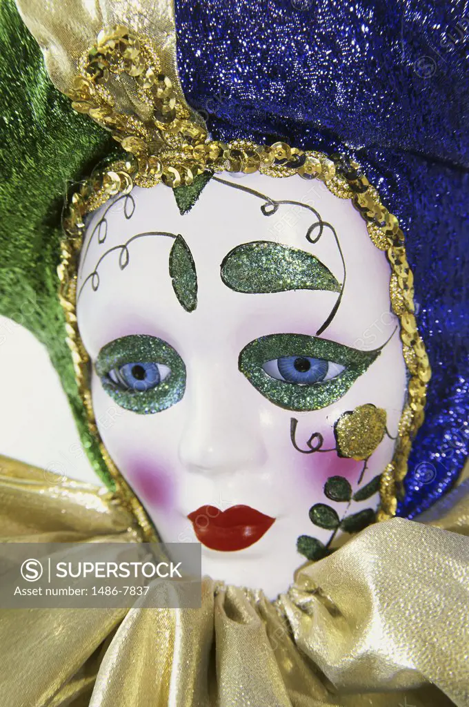 Close-up of a traditional mask, Mardi Gras, New Orleans, Louisiana, USA