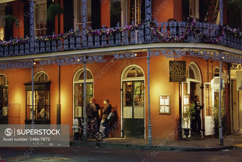 People in front of a cafe, Royal Cafe, New Orleans, Louisiana, USA